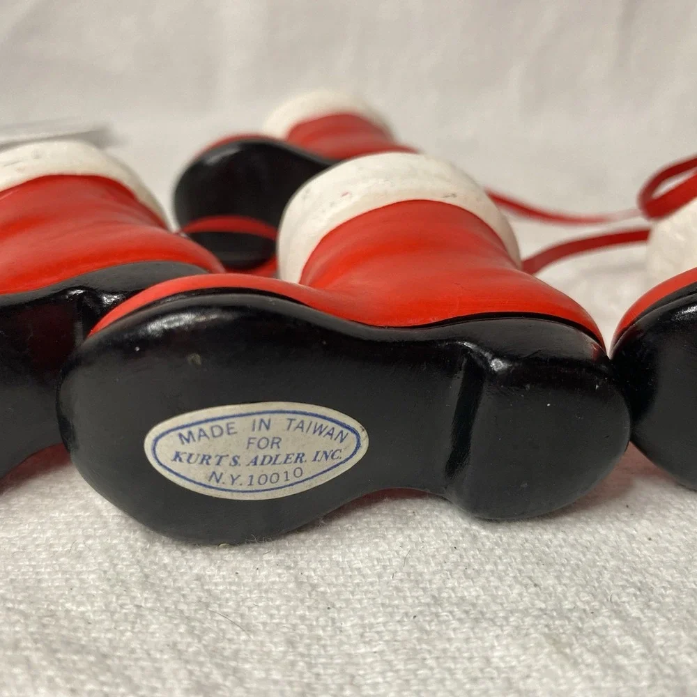Set Of‎ 3 Kurt Adler Santa Boots Christmas Ornaments Please See Pictures